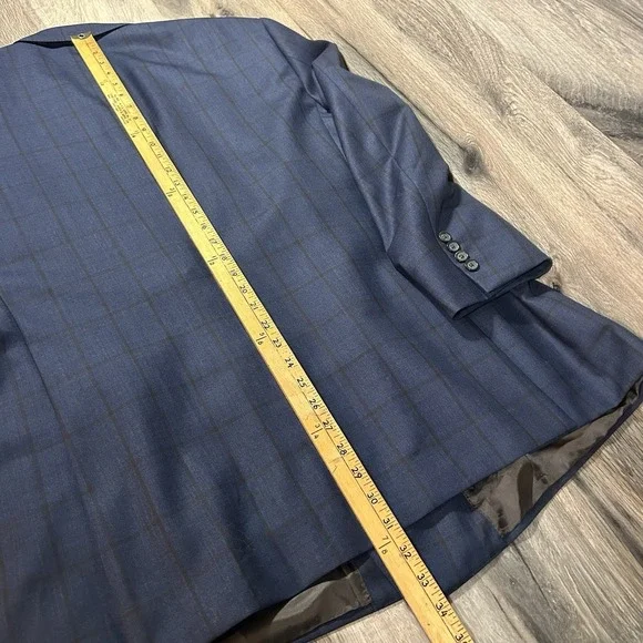 Brooks Brothers Blazer Mens 48R Regent 1818 Wool Coat Windowpane Navy - Picture 12 of 14